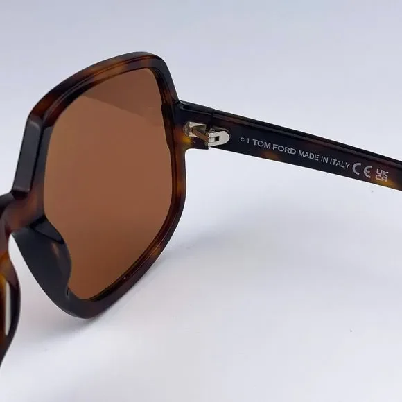 Tom Ford FT0992 DELPHINE 52E Sunglasses Havana Brown Oversized Women - Picture 10 of 12